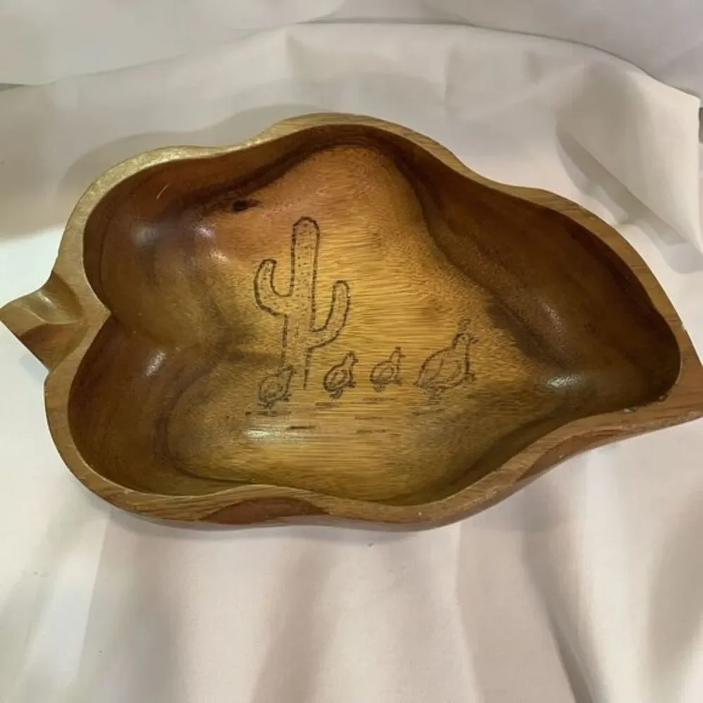 Leaf Shaped Divided Wooden Serving Dish Bowl Tray 13